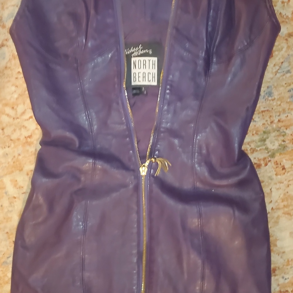 North Beach Leather Hot Vintage Double Zip Dress Lamb Skin Moldable size 4
